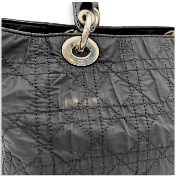 Lady Dior Black Top Handle Bag in Nylon, Silver hardware - Image 8