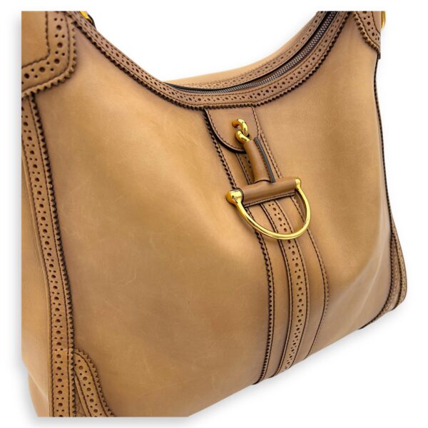 Duilio Brogue Shoulder Bag Brown in Calfskin, Gold hardware - Image 6