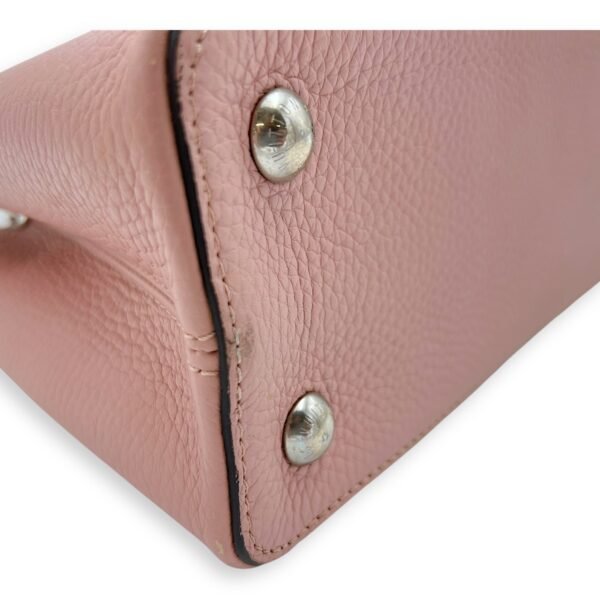 Capucines PM Pink Top Handle Bag in Taurillon Leather, Silver hardware - Image 7