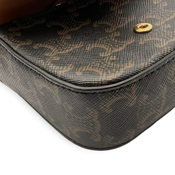 Claude Triomphe Mini Black Shoulder Bag in Coated Canvas, Gold hardware - Image 8