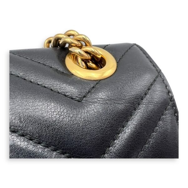 GG Marmont Mini Black Shoulder Bag in Calfskin, Gold hardware - Image 8