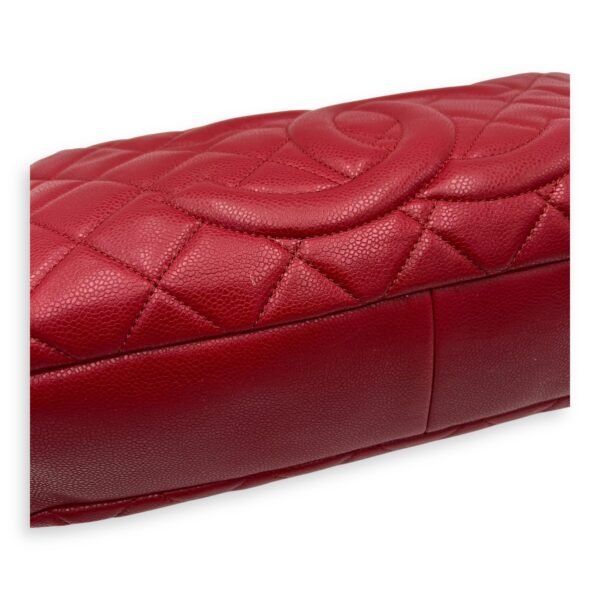 CC Shoulder Bag Red in Caviar Leather, Silver hardware - Image 9