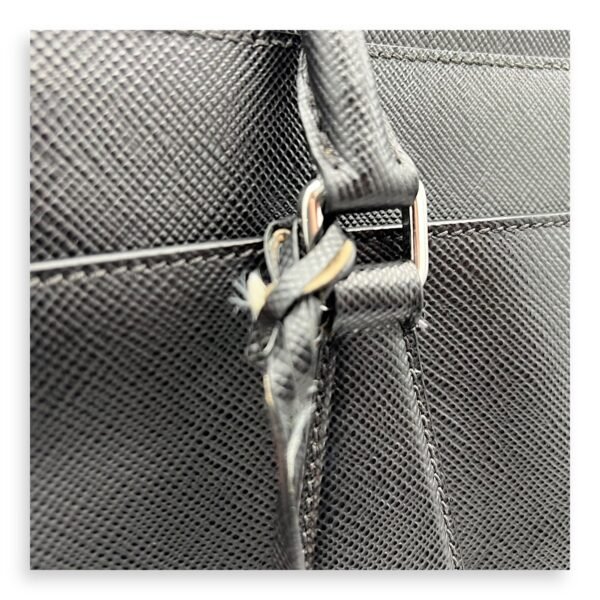 Logo Black Briefcase in Saffiano Leather, Silver hardware - Image 8
