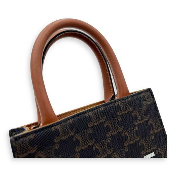 Cabas Triomphe Vertical Top Handle Bag Brown in Coated Canvas, Gold hardware - Image 8