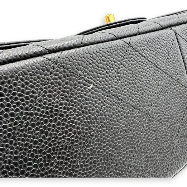 Classic Double Flap Jumbo Black Shoulder Bag in Caviar Leather, Gold hardware - Image 15
