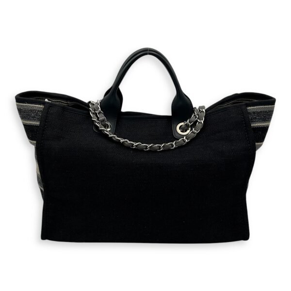 Deauville Tote Bag Black in Canvas, Silver hardware - Image 2