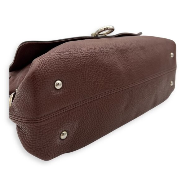 Gancini Shoulder Bag Brown in Calfskin, Silver hardware - Image 8