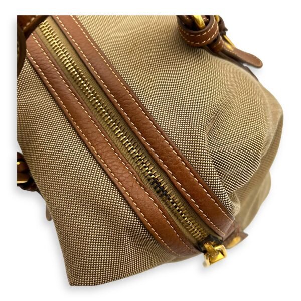 Bauletto Brown Tote Bag in Canvas, Gold hardware - Image 8