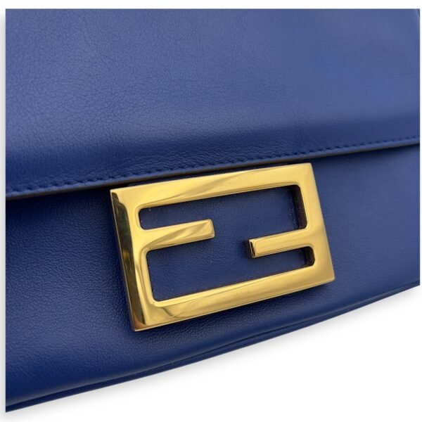 Baguette Blue Crossbody Bag in Calfskin, Gold hardware - Image 6