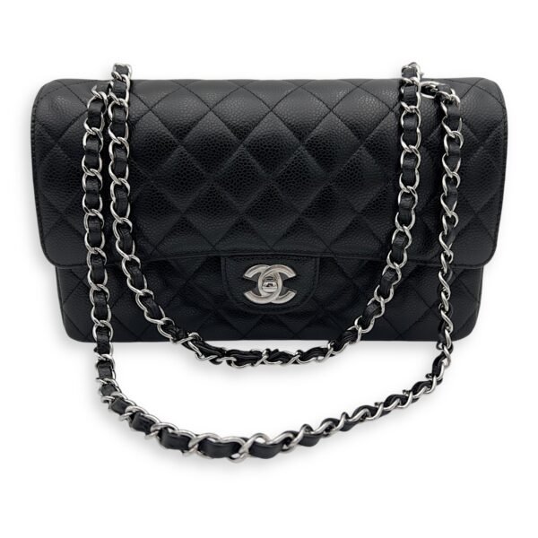 Classic Shoulder Bag Black in Caviar Leather, Silver hardware - Image 8