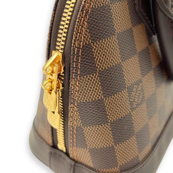 Alma Top Handle Bag BB Brown in Coated Canvas, Gold hardware - Image 8