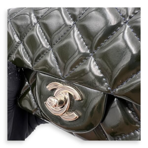 Classic Mini Green Crossbody Bag in Patent Leather, Silver hardware - Image 7