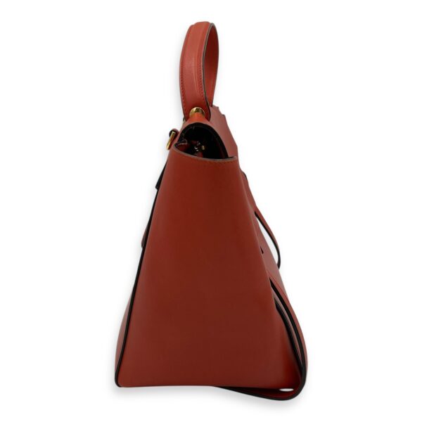 Belt Mini Red Top Handle Bag in Calfskin, Gold hardware - Image 5