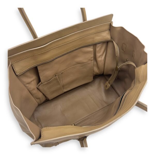 Luggage Shoulder Bag Beige in Calfskin, Gold hardware - Image 10