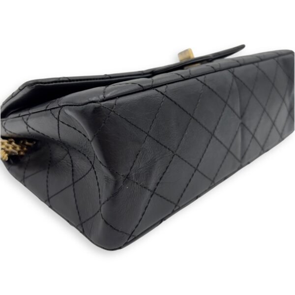 2.55 Medium Black Shoulder Bag in Calfskin, Gold hardware - Image 6