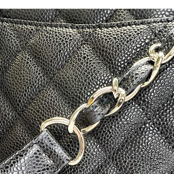 GST Black Shoulder Bag in Caviar Leather, Silver hardware - Image 9