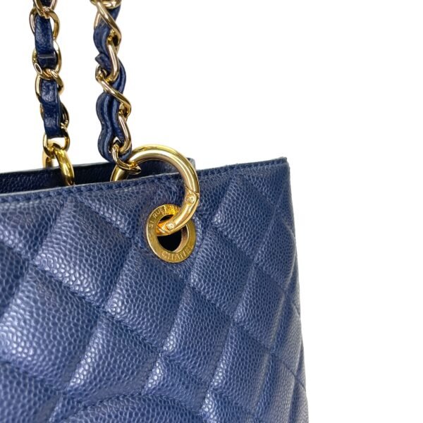 GST Medium Blue Tote Bag in Caviar Leather, Gold hardware - Image 9