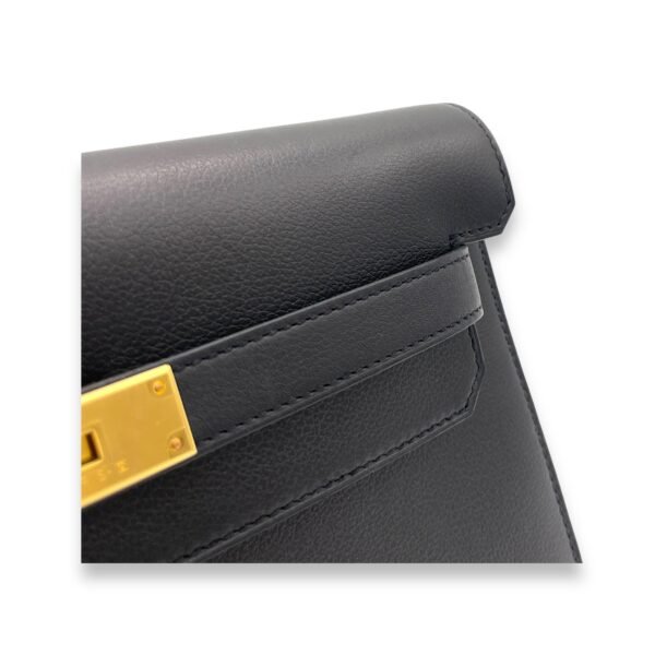 Kelly Depeches Black in Calfskin, Gold hardware - Image 9