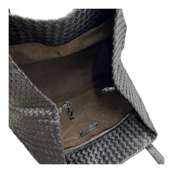 Intrecciato Shoulder Bag Metallic Grey in Calfskin, Gunmetal hardware - Image 9