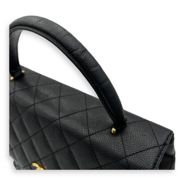 Kelly Top Handle Bag Black in Caviar Leather, Gold hardware - Image 8