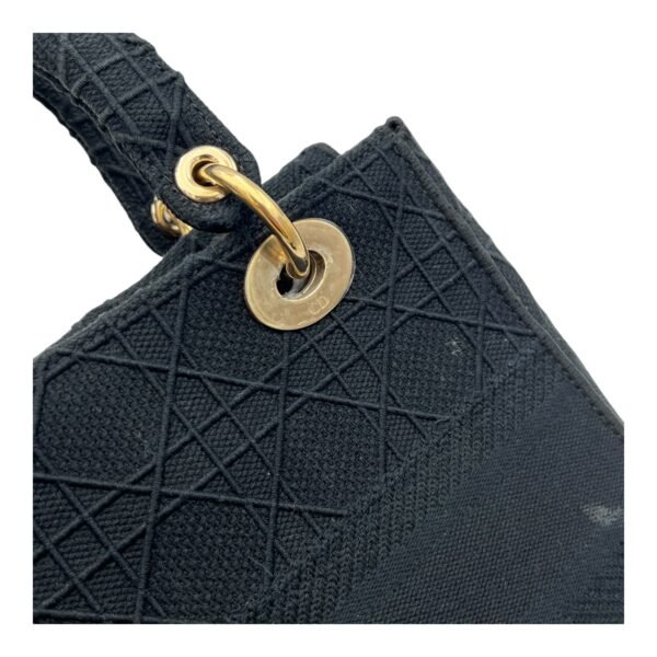Lady D-Lite Medium Black Top Handle Bag in Canvas, Gold hardware - Image 9