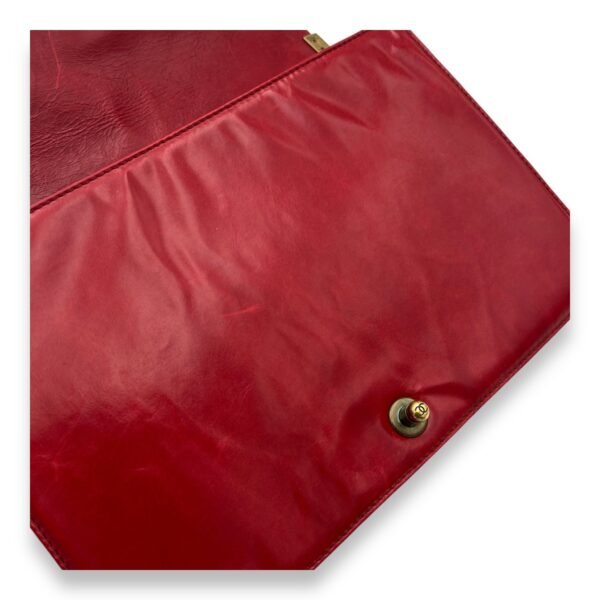 Boy Shoulder Bag Large Red in Calfskin, Gold hardware - Image 9