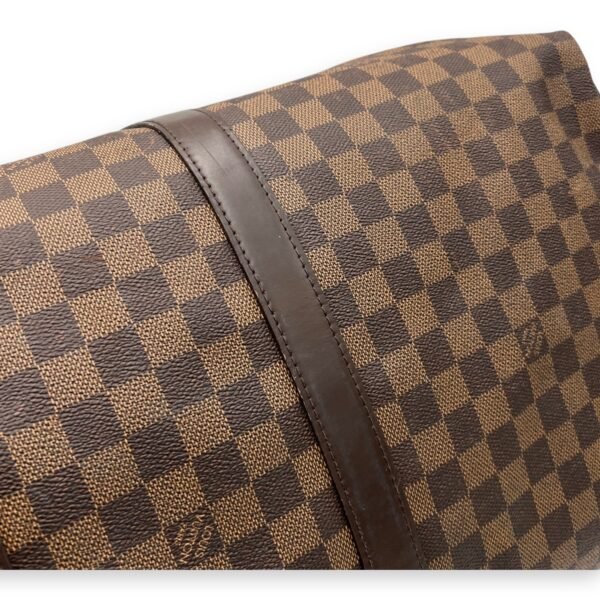 Keepall Duffle Bag 55 Damier Ebene in Coated Canvas, Gold hardware - Image 9