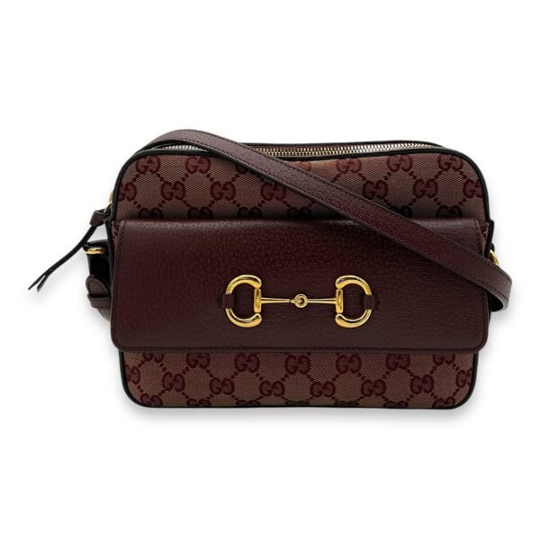 Horsebit 1955 Crossbody Bag Red in Canvas, Gold hardware - Image 9