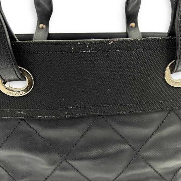 Biarritz Tote Bag Black in Coated Canvas, Silver hardware - Image 9