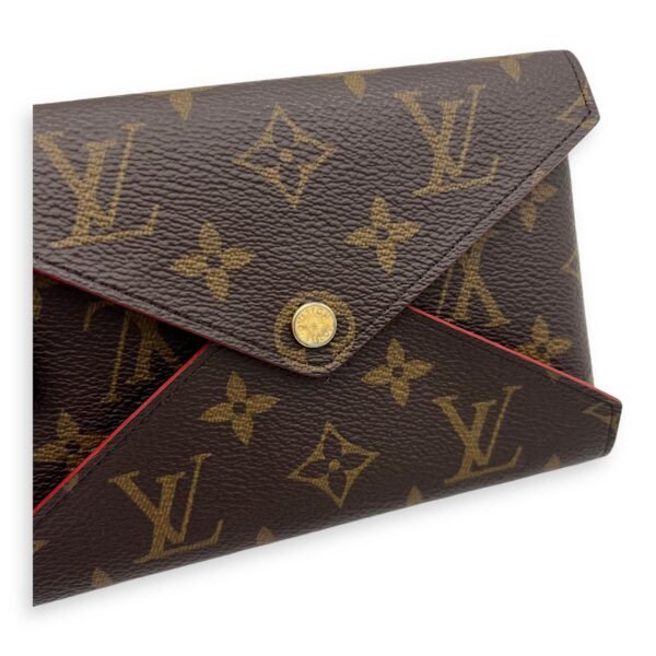 Kirigami Pouch Brown in Monogram Coated Canvas, Gold hardware - Image 8