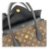 Florine Brown Top Handle Bag in Canvas, Gold hardware - Image 9