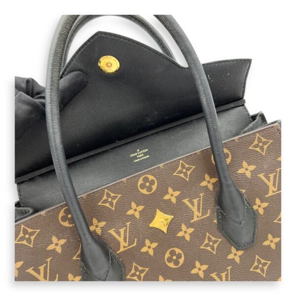 Florine Brown Top Handle Bag in Canvas, Gold hardware - Image 9