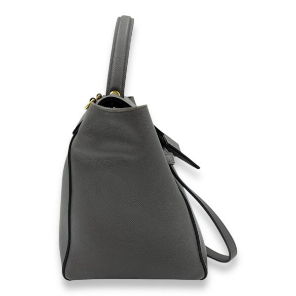 Belt Mini Grey Top Handle Bag in Calfskin, Gold hardware - Image 3