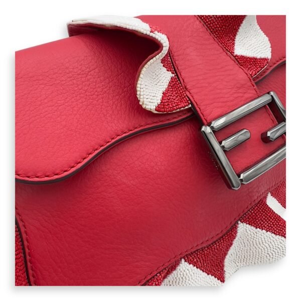 Baguette Shoulder Bag Red in Calfskin, Silver hardware - Image 13