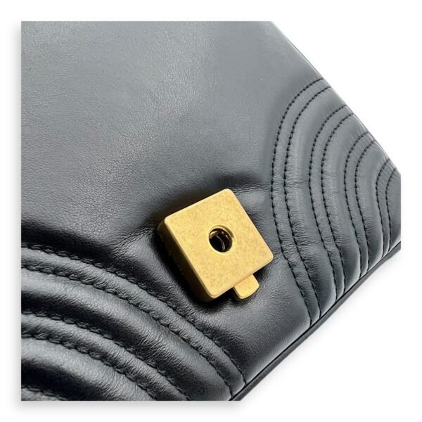 GG Marmont Mini Black Top Handle Bag in Calfskin, Gold hardware - Image 9