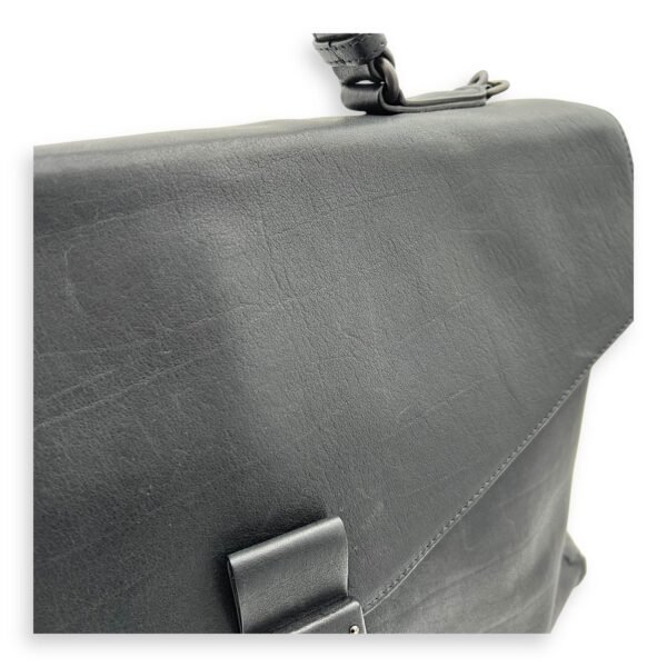 Flap Briefcase Black in Goat Leather, Ruthenium hardware - Image 9