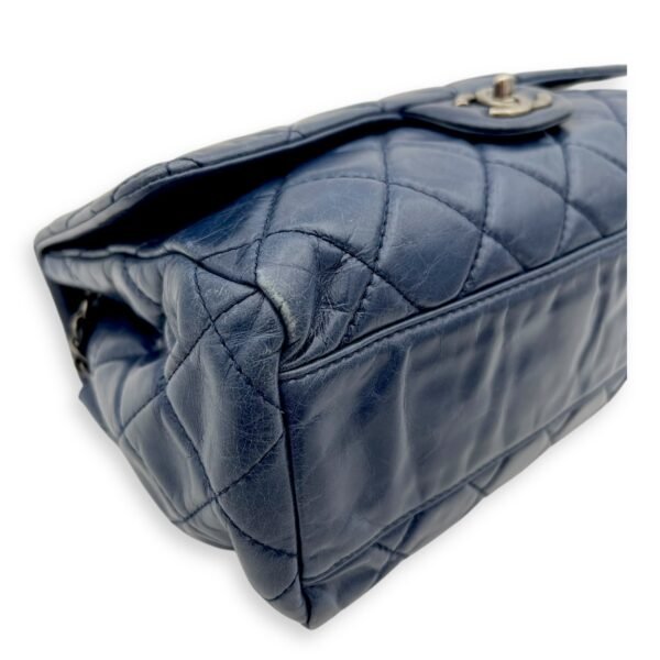 Flap Blue Shoulder Bag in Calfskin, Ruthenium hardware - Image 7