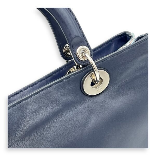 Diorissimo Blue Top Handle Bag in Calfskin, Silver hardware - Image 9