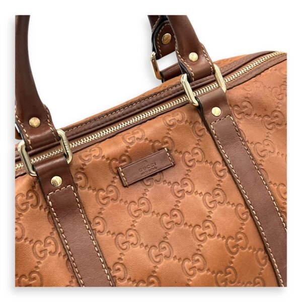 Guccissima Top Handle Bag Brown in Calfskin, Gold hardware - Image 9