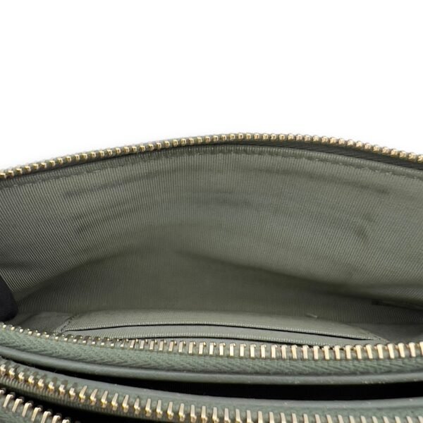 Double Zipped Green Crossbody Bag in Caviar Leather, Gold hardware - Image 9