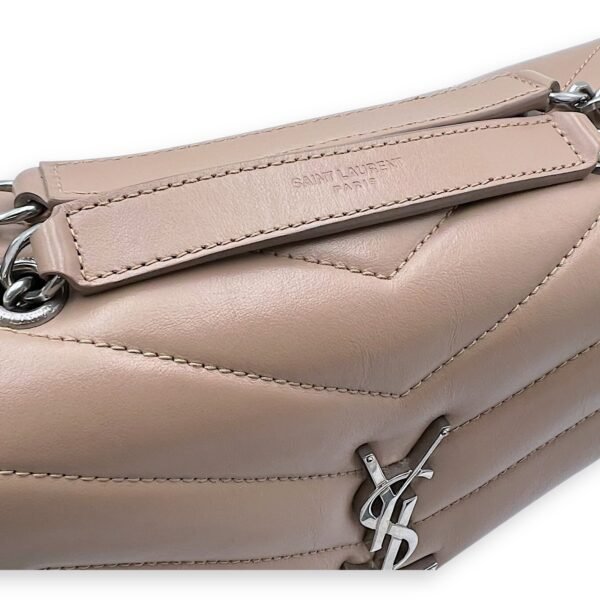 Loulou Small Beige Shoulder Bag in Calfskin, Silver hardware - Image 9