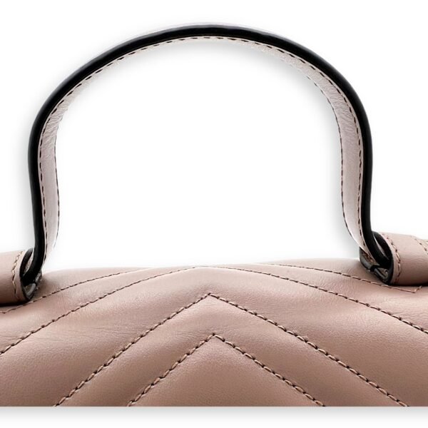 GG Marmont Top Handle Bag Beige in Calfskin, Gold hardware - Image 9
