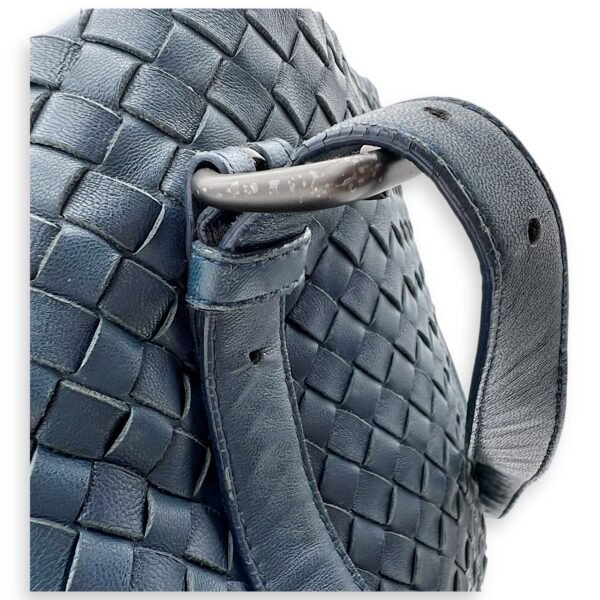 Intrecciato Shoulder Bag Blue in Lambskin, Ruthenium hardware - Image 9