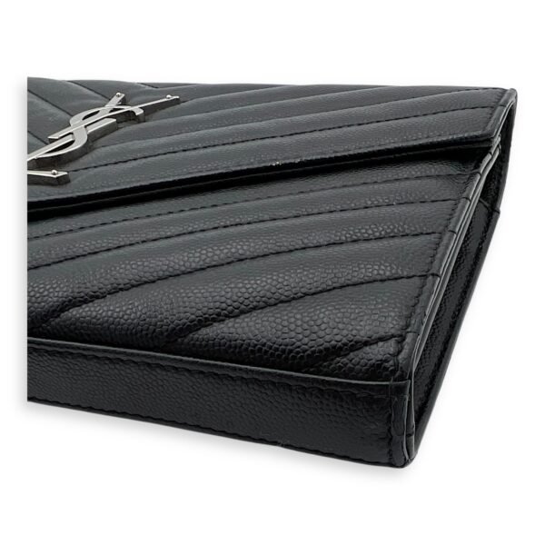 Cassandre Black Wallet On Chain in Calfskin, Silver hardware - Image 9