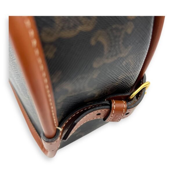 Folco Shoulder Bag Brown in Coated Canvas, Gold hardware - Image 9