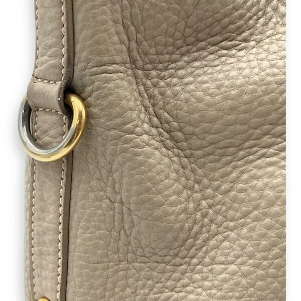 Logo Top Handle Bag Beige in Calfskin, Gold hardware - Image 9
