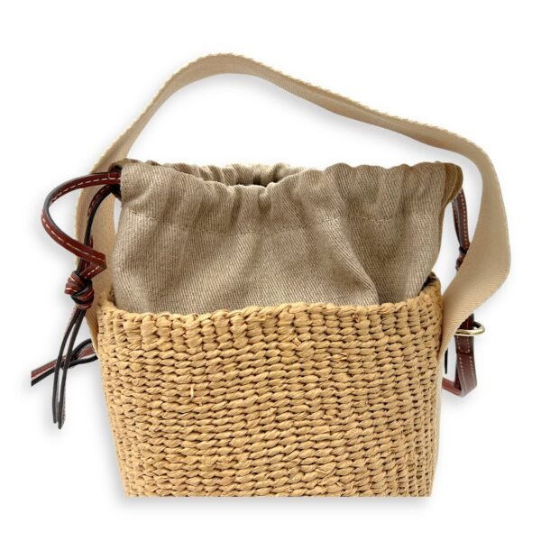 Bucket Crossbody Bag Brown in Jute, Gold hardware - Image 9