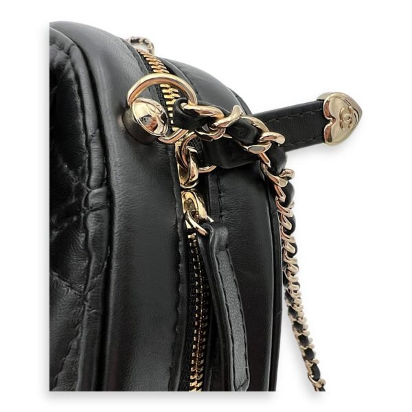 Heart Medium Black Crossbody Bag in Lambskin, Gold hardware - Image 8