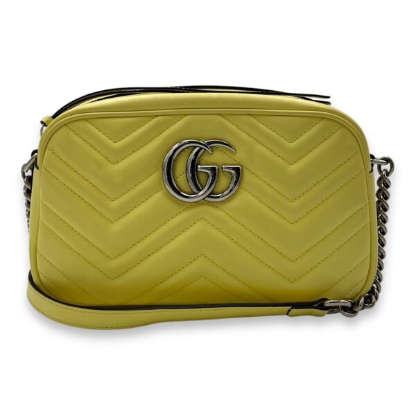 GG Marmont Crossbody Bag Medium Yellow in Calfskin, Silver hardware - Image 9