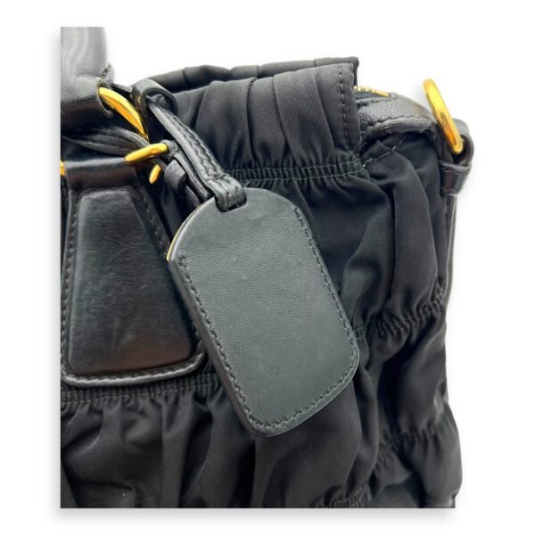 Gaufre Top Handle Bag Black in Nylon, Gold hardware - Image 9